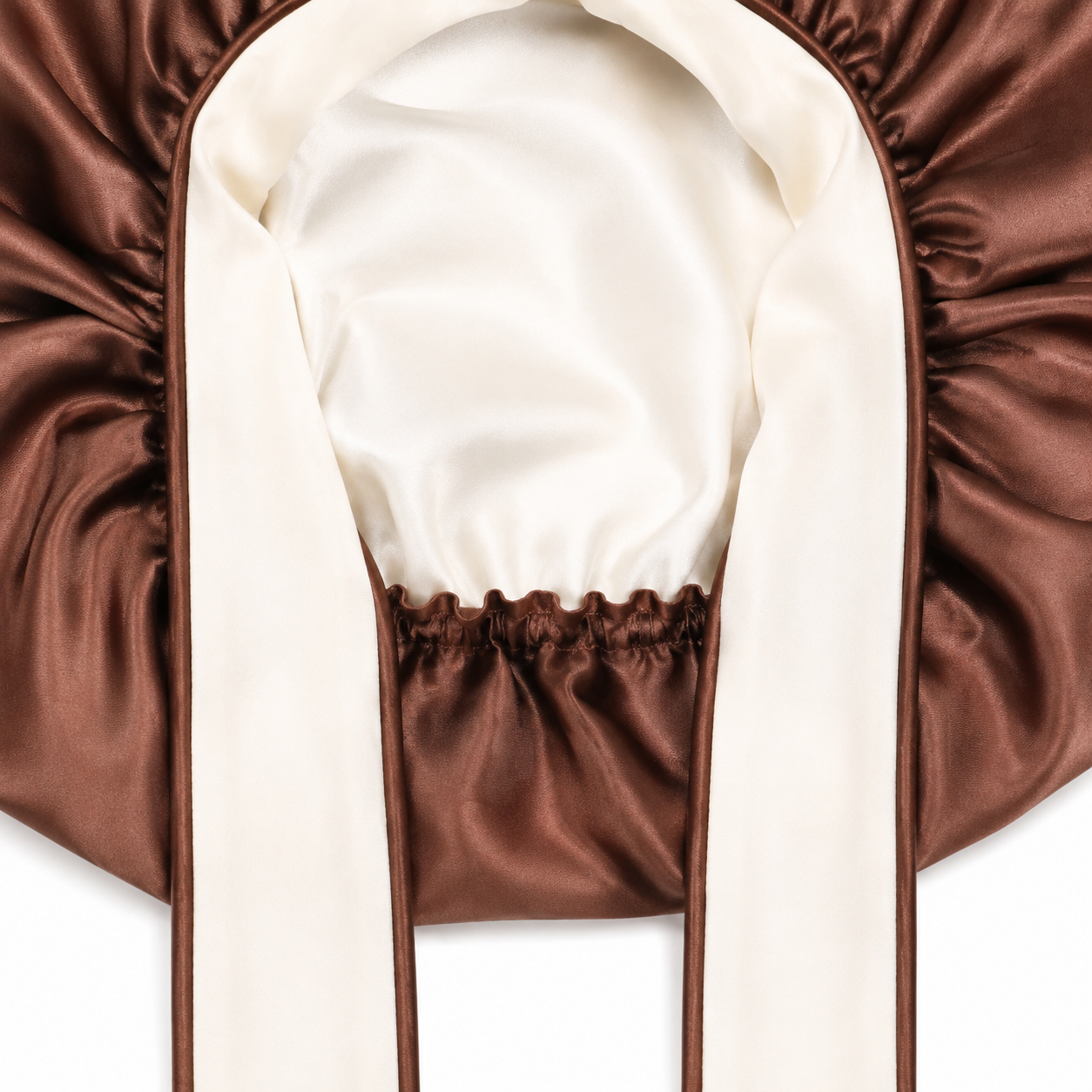 Bonnet en satin à nouer - Châtaigne