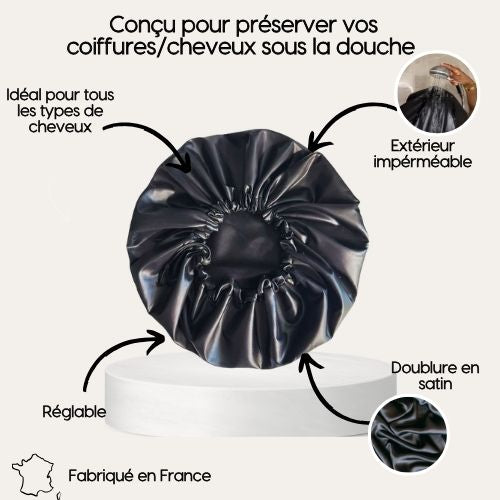 Bonnet de douche doublé en satin -Anti-Humidité