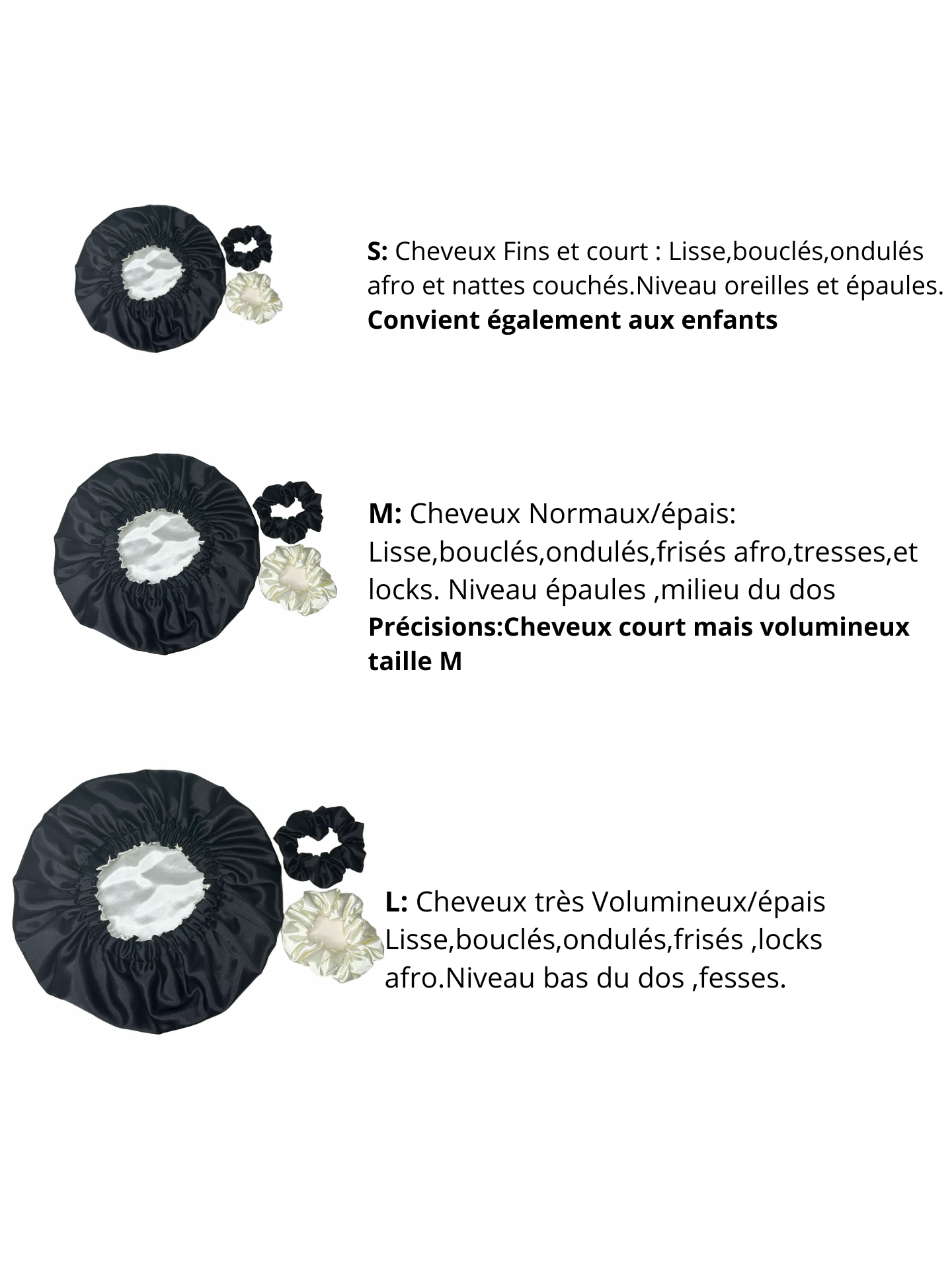 Bonnet en satin + 2 chouchous | Domino