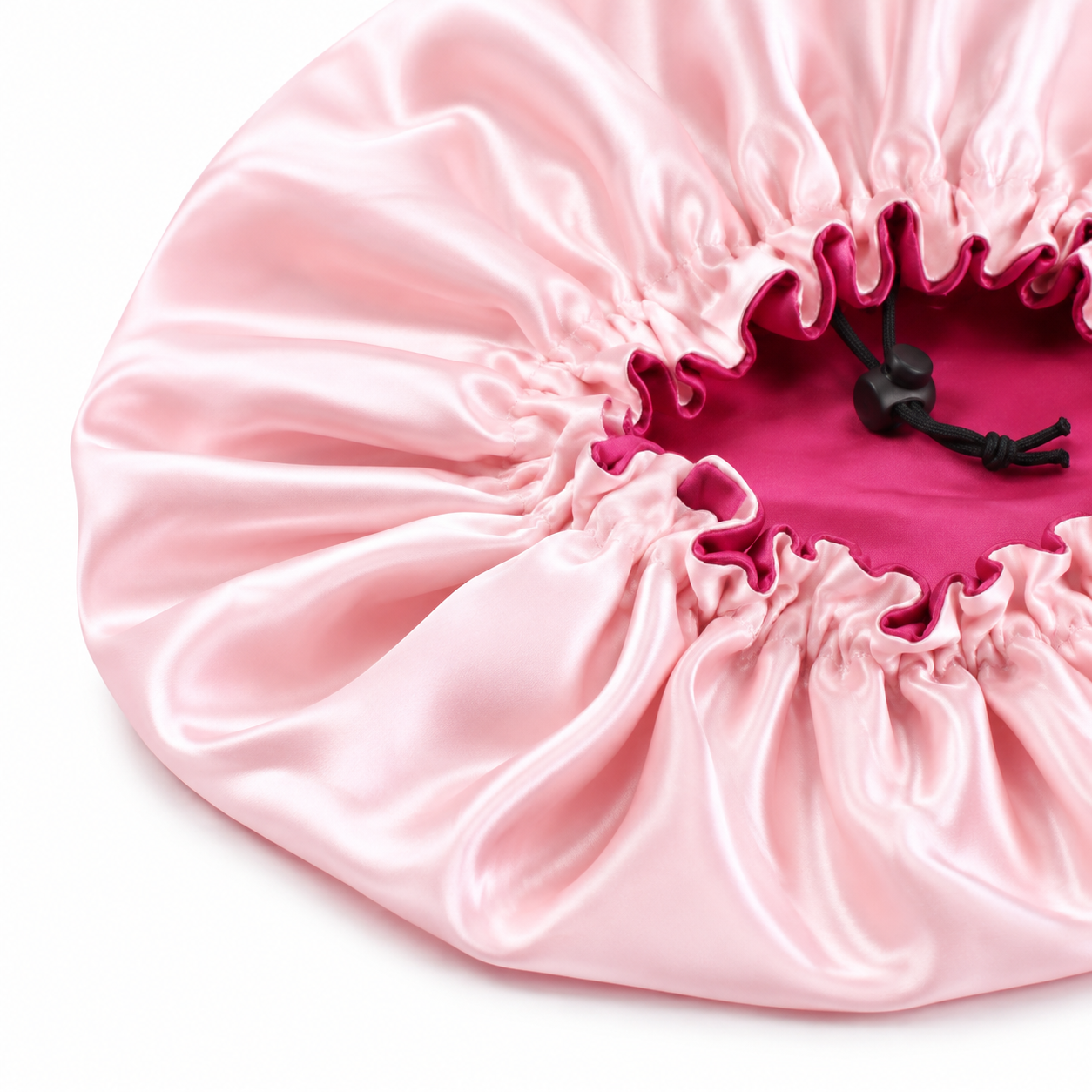 Bonnet en satin réglable - Framboise