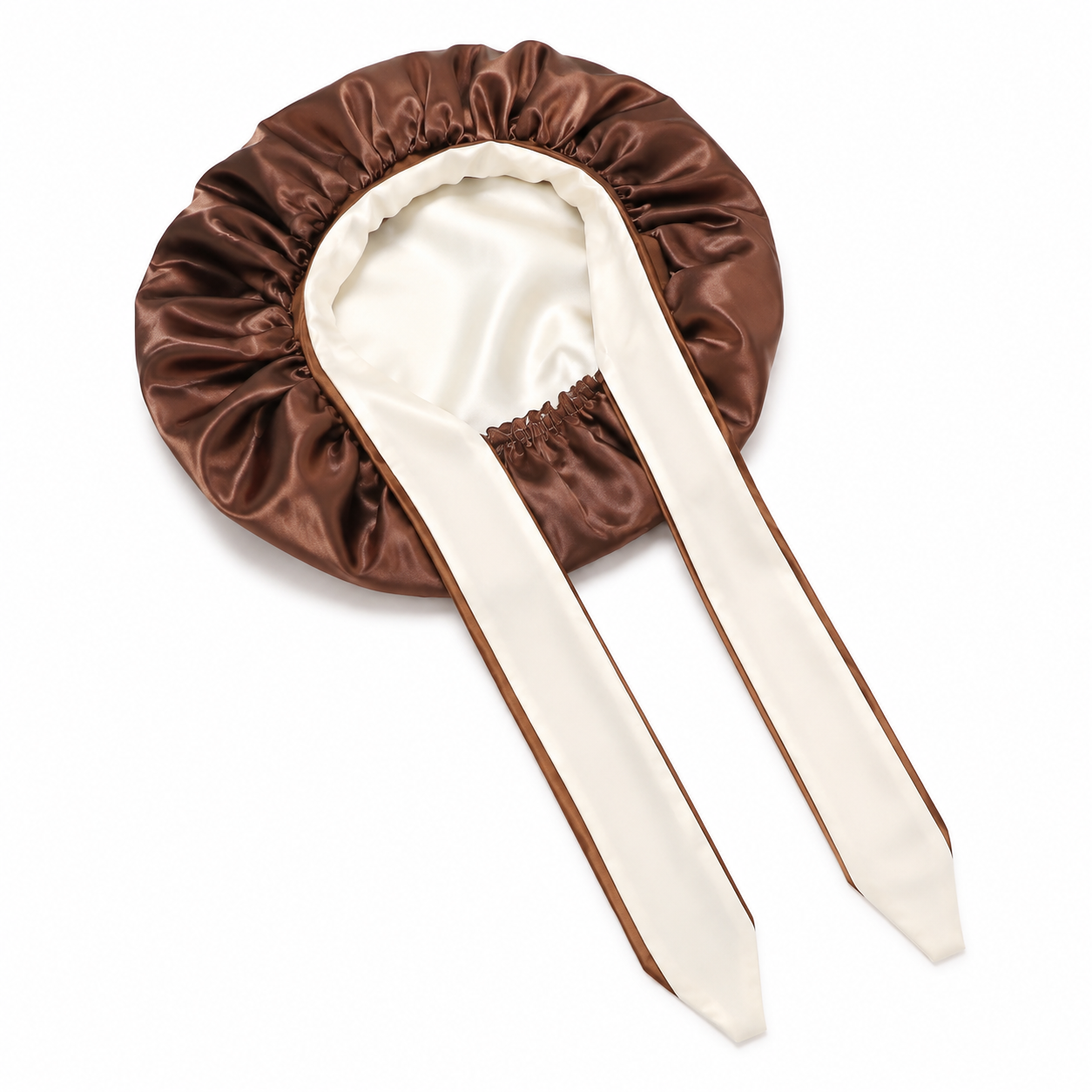 Bonnet en satin à nouer - Châtaigne