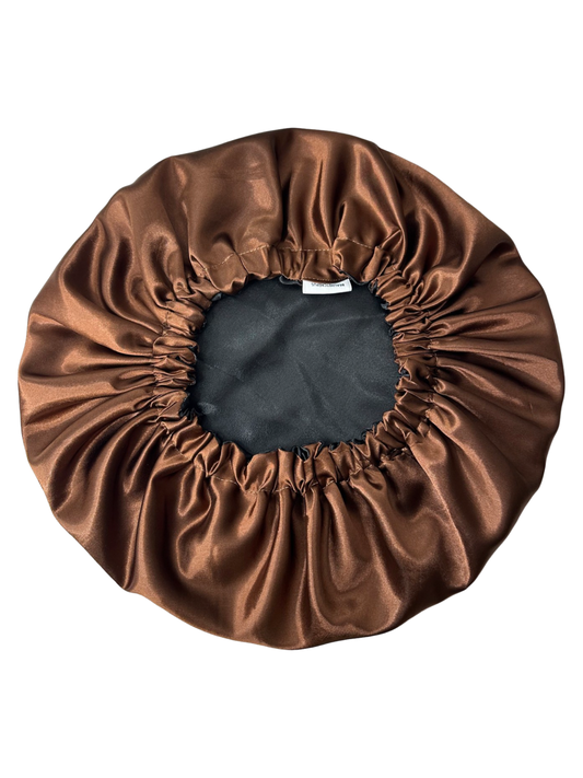 Bonnet en satin réversible | Chocolat