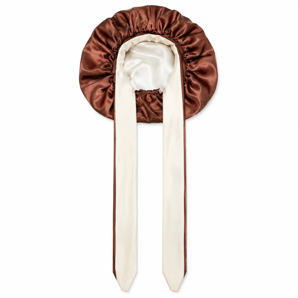 Bonnet en satin à nouer - Noisette