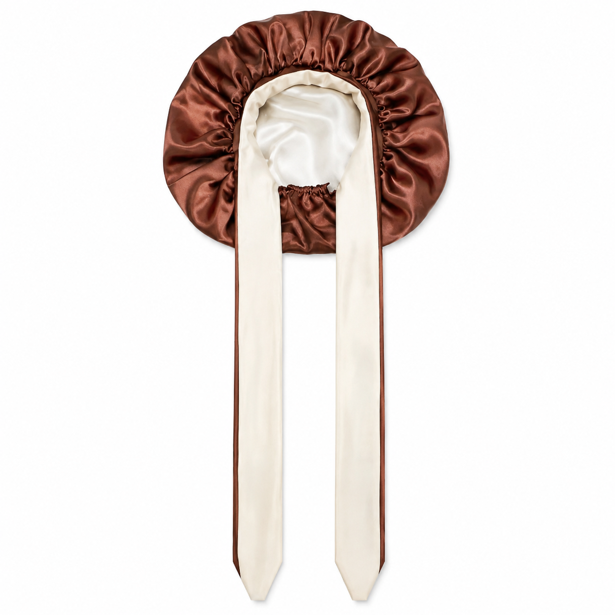 Bonnet en satin à nouer - Châtaigne