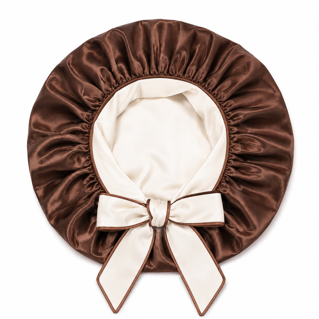 Bonnet en satin à nouer - Châtaigne