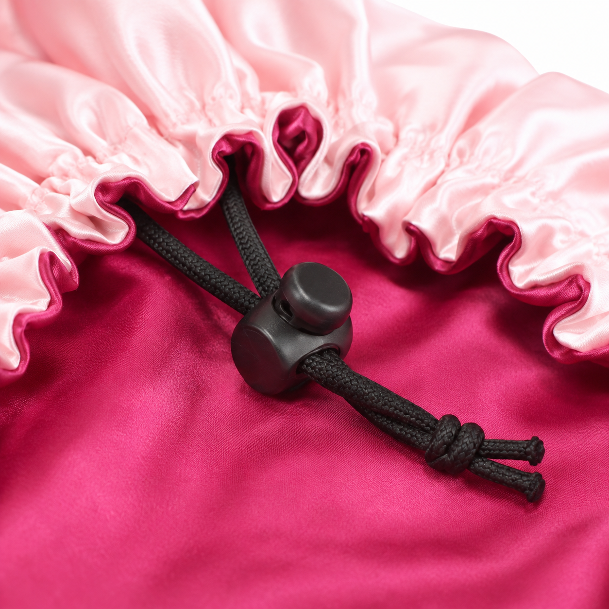 Bonnet en satin réglable - Framboise