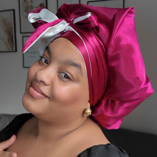 Bonnet en satin réversible sans élastique|Champagne