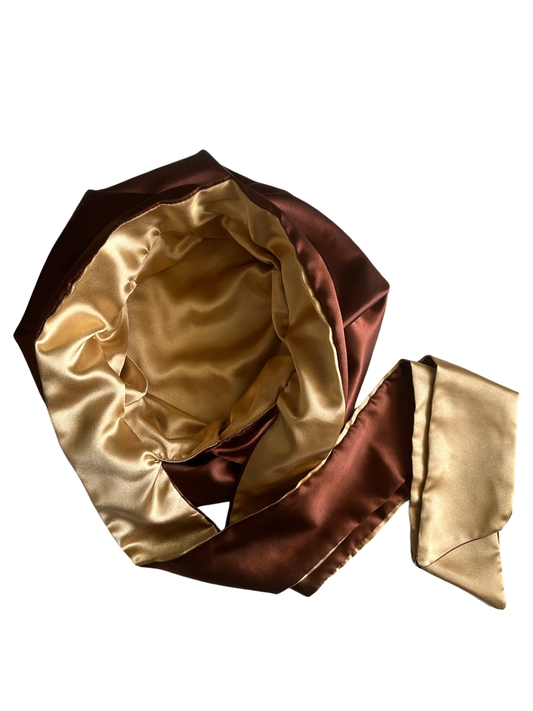 Bonnet en satin réversible sans élastique| Cofee